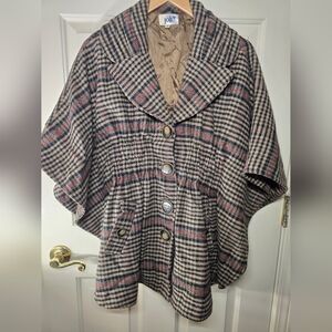 Jolt Plaid Cape Jacket - XS - Small